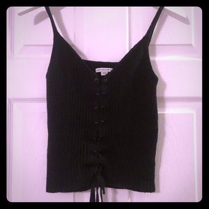 Black lace up Sweater Tank